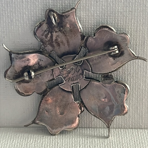 Vintage Signed Zuni Turquoise Silver Pin or Pendant - Rate Find! - Picture 2 of 9